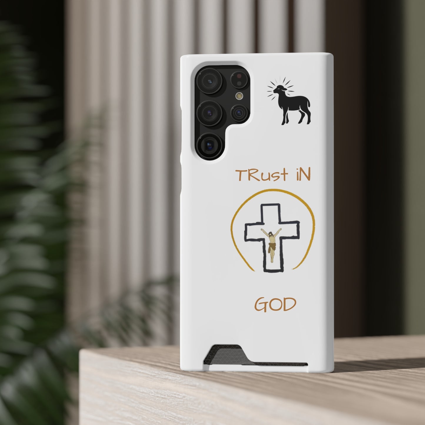 Faith-Inspired Phone Case with Card Holder - "Trust in God" Design