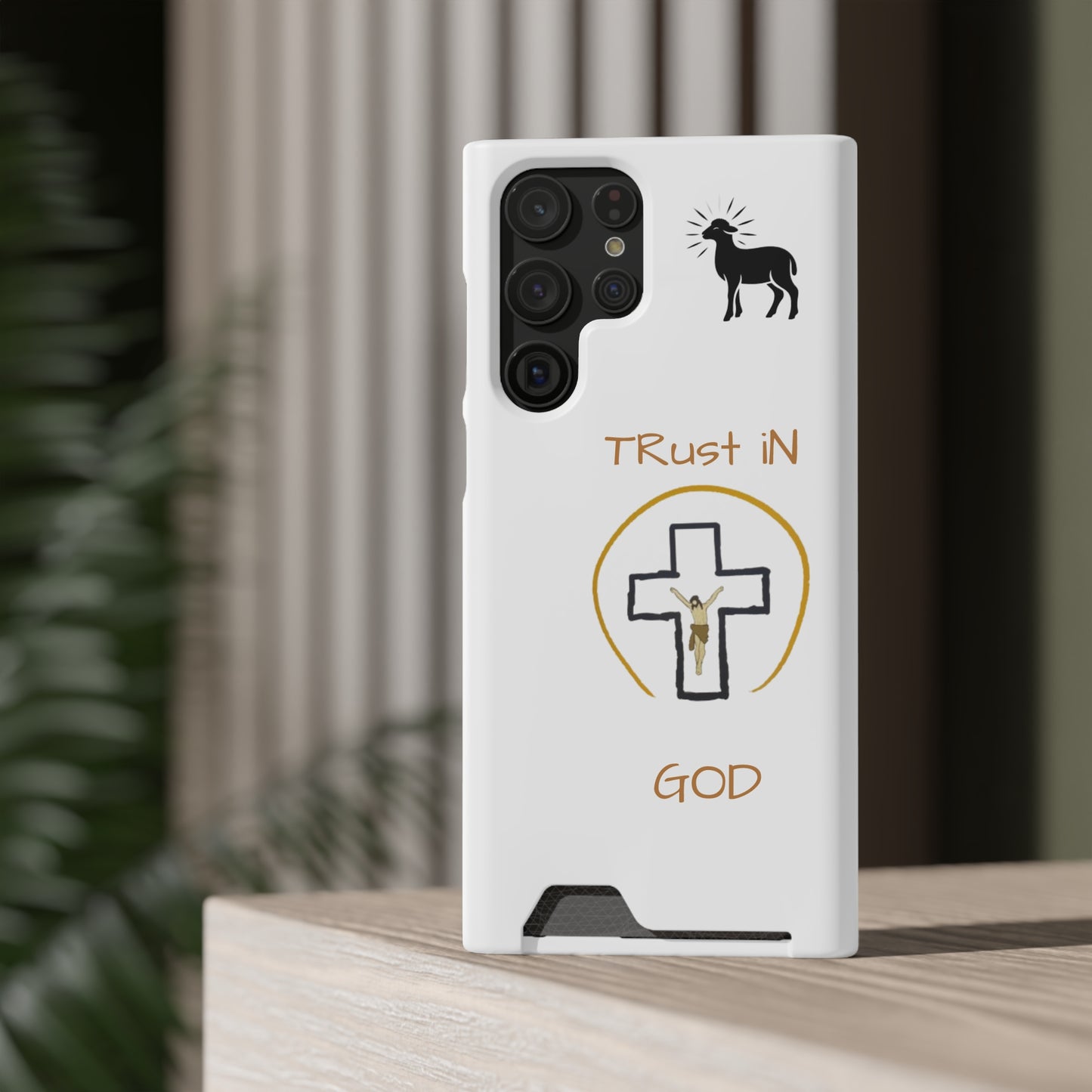 Faith-Inspired Phone Case with Card Holder - "Trust in God" Design