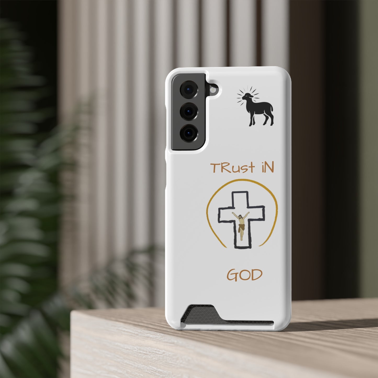 Faith-Inspired Phone Case with Card Holder - "Trust in God" Design