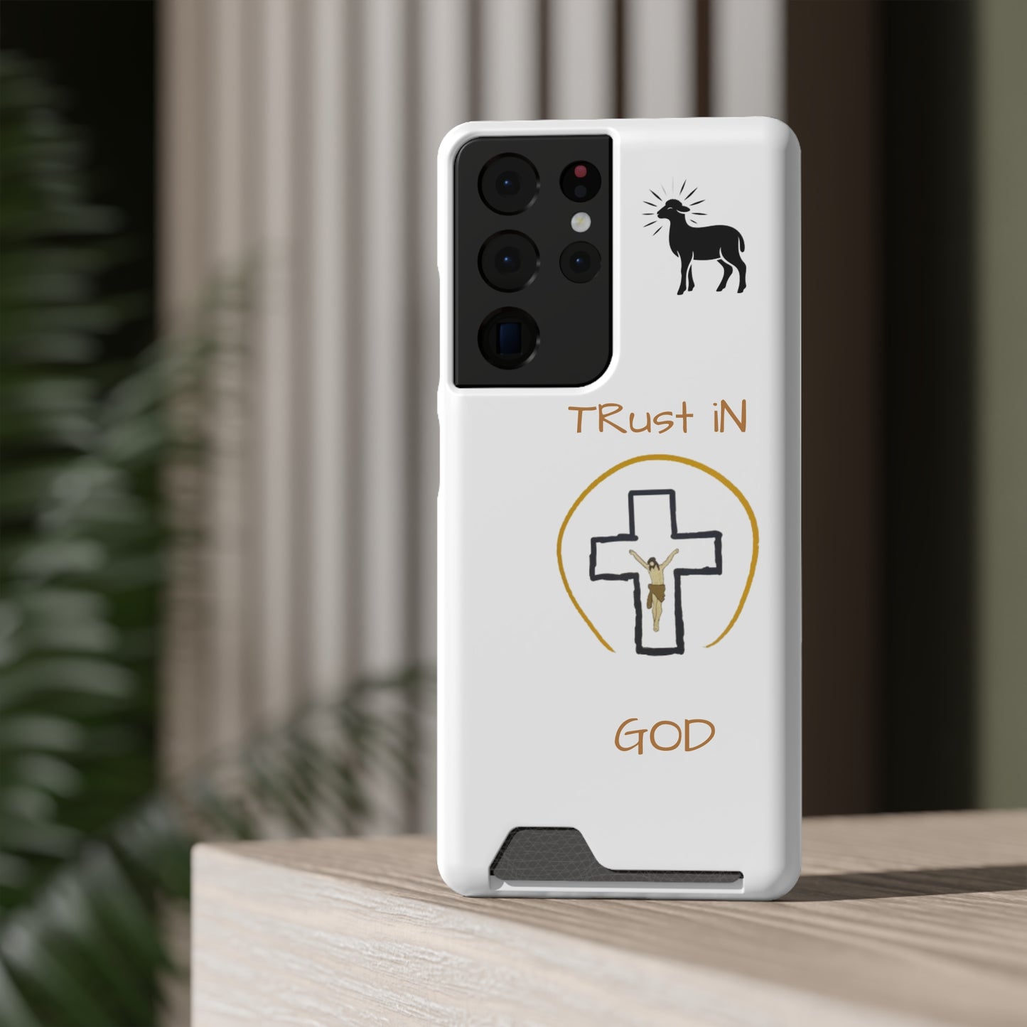 Faith-Inspired Phone Case with Card Holder - "Trust in God" Design