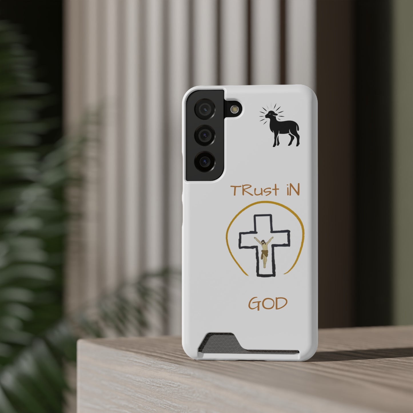 Faith-Inspired Phone Case with Card Holder - "Trust in God" Design