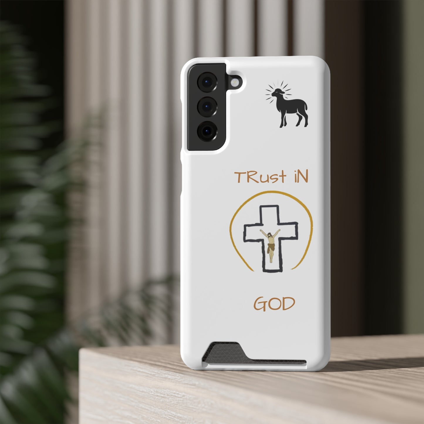 Faith-Inspired Phone Case with Card Holder - "Trust in God" Design