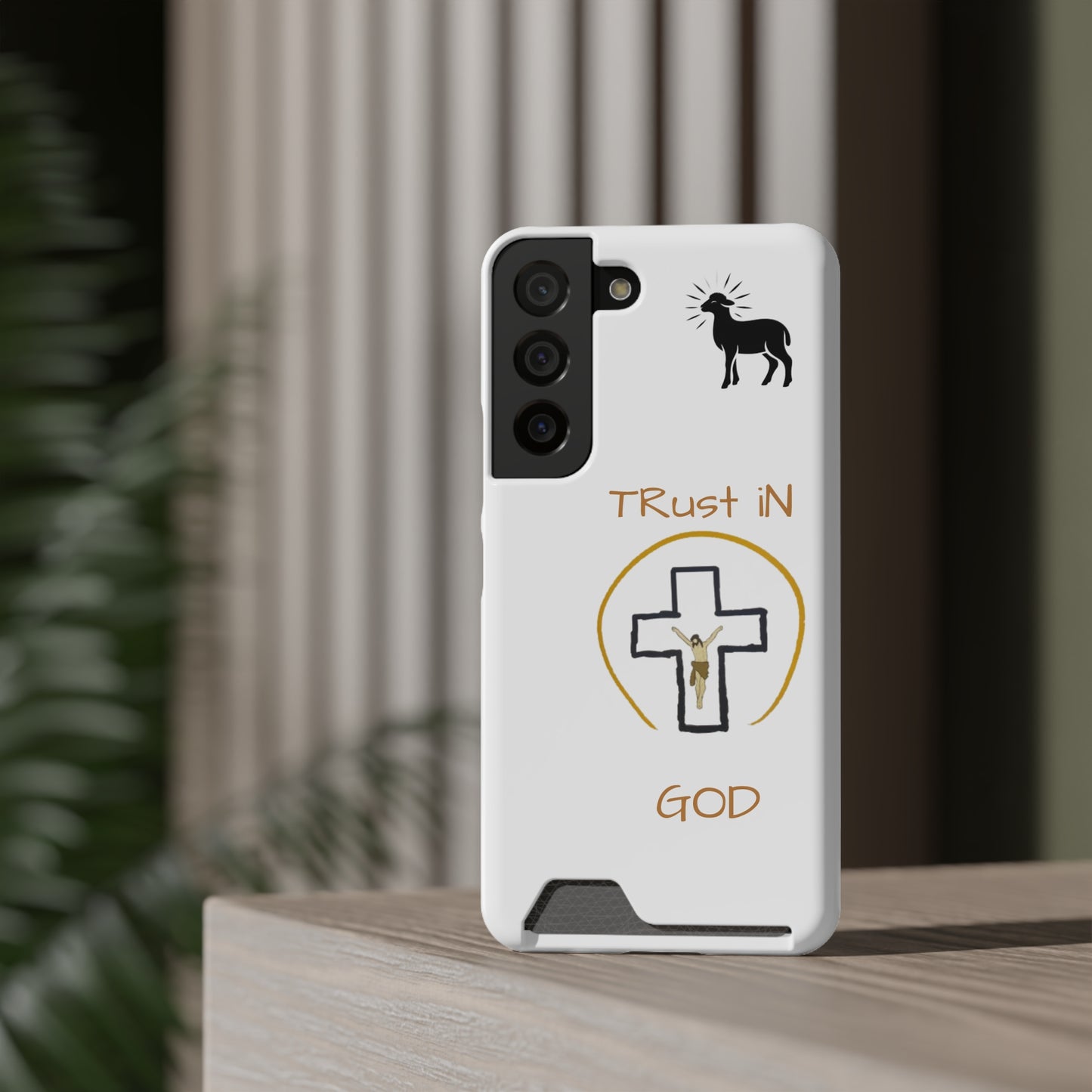 Faith-Inspired Phone Case with Card Holder - "Trust in God" Design