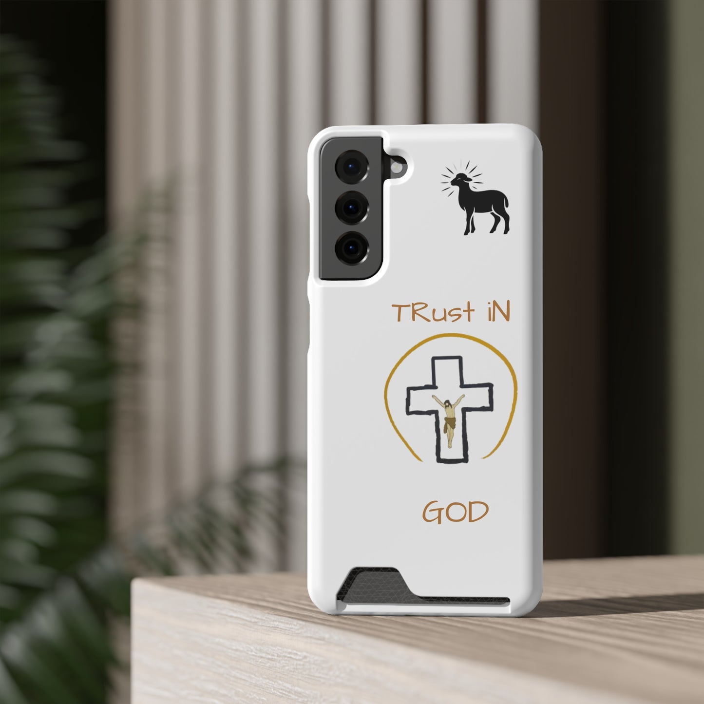 Faith-Inspired Phone Case with Card Holder - "Trust in God" Design