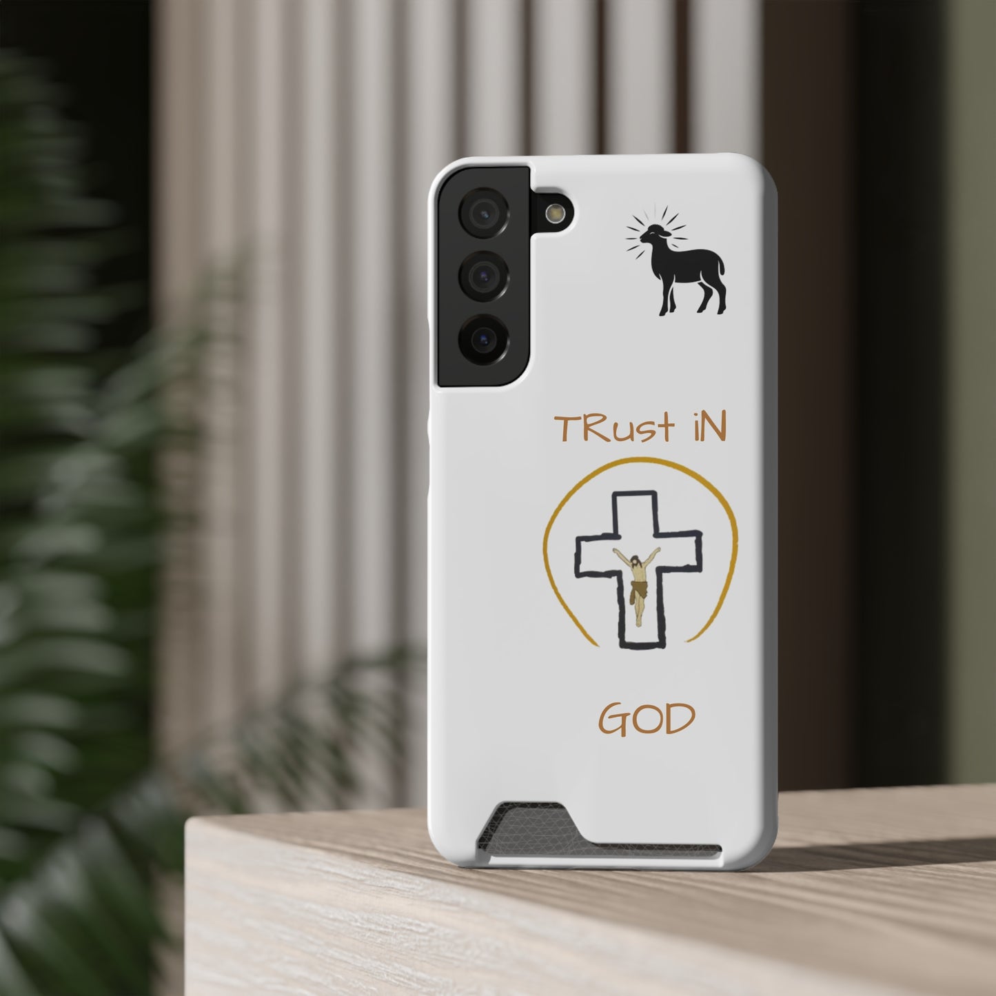 Faith-Inspired Phone Case with Card Holder - "Trust in God" Design