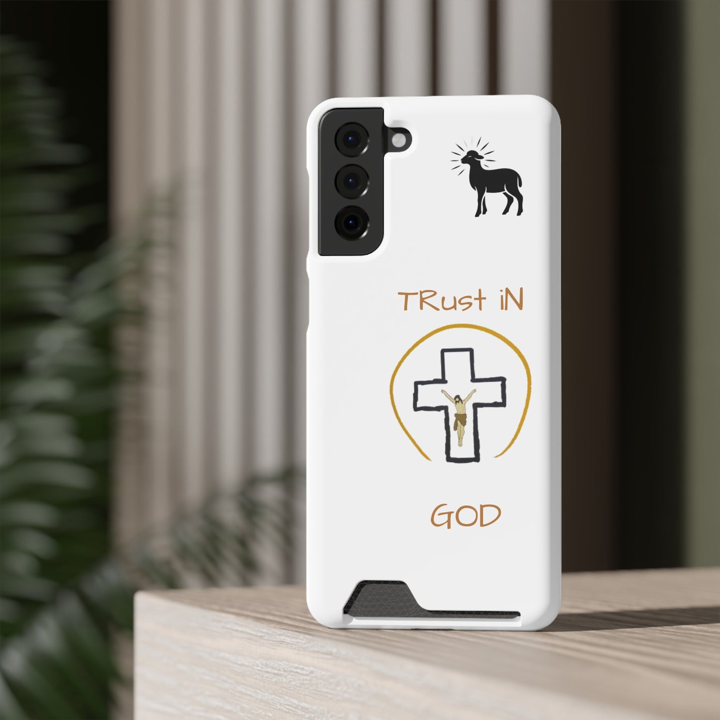 Faith-Inspired Phone Case with Card Holder - "Trust in God" Design